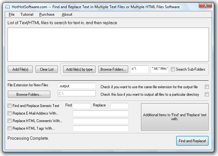 Find and Replace Text in Multiple Text Files or Multiple HTML Files! Screenshot