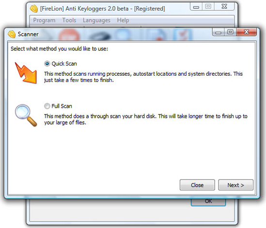 [FireLion] Anti Keyloggers, Anti Keylogger Software Screenshot