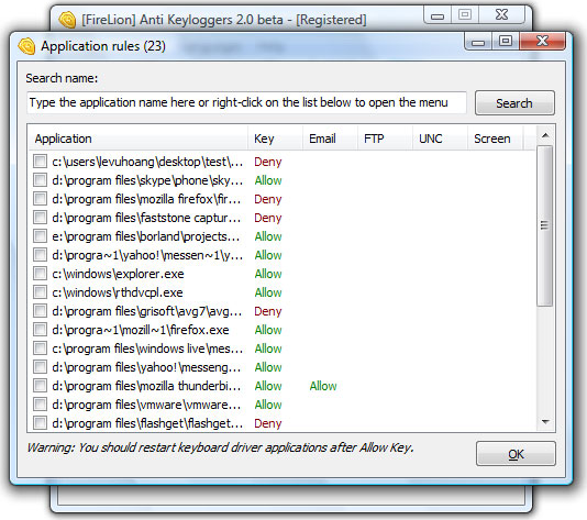 Anti Keylogger Software Screenshot