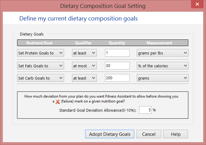 Food / Cooking Software, Fitness Assistant Screenshot