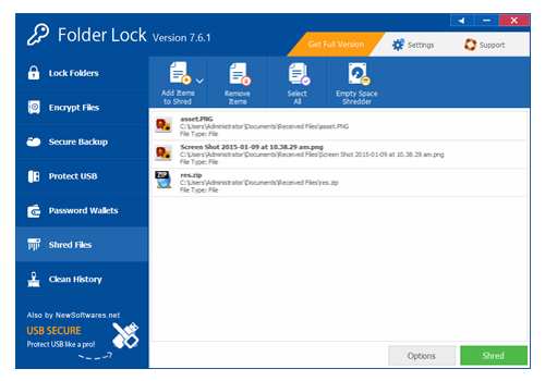 Folder Lock, Security Software, Encryption Software Screenshot