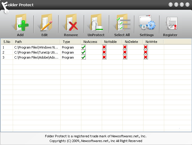 Privacy Software, Folder protect Screenshot