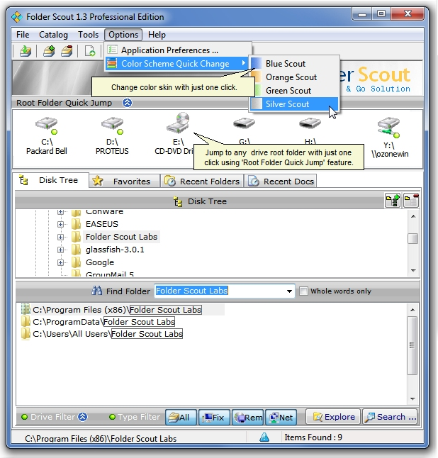 Folder Scout Standard, Software Utilities Screenshot