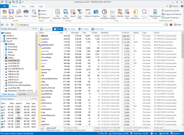 FolderSizes Professional Edition Screenshot