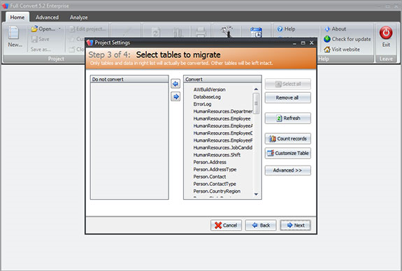 Database Conversion Software Screenshot
