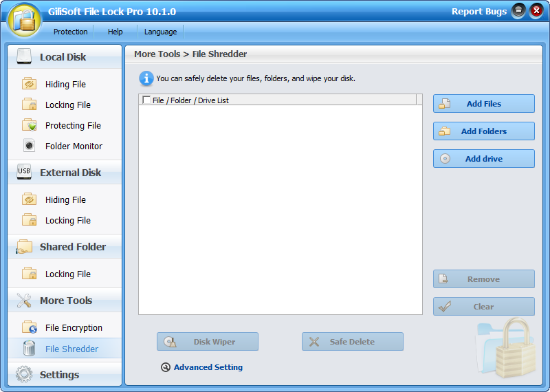 Security Software, GiliSoft File Lock Pro Screenshot