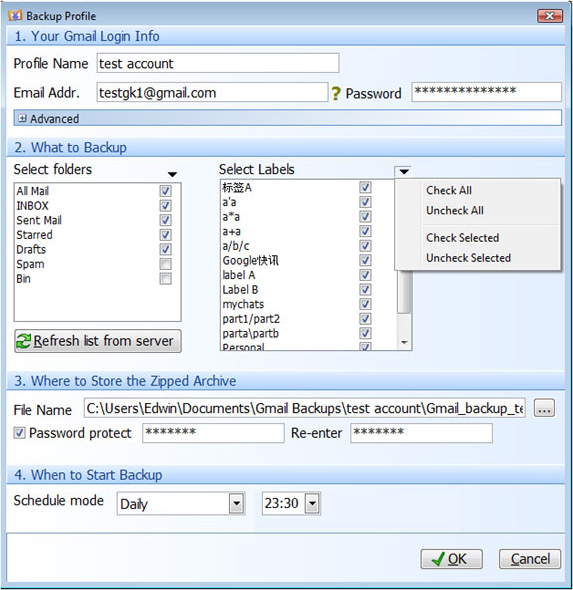 Gmail Keeper, Backup Email Software Screenshot