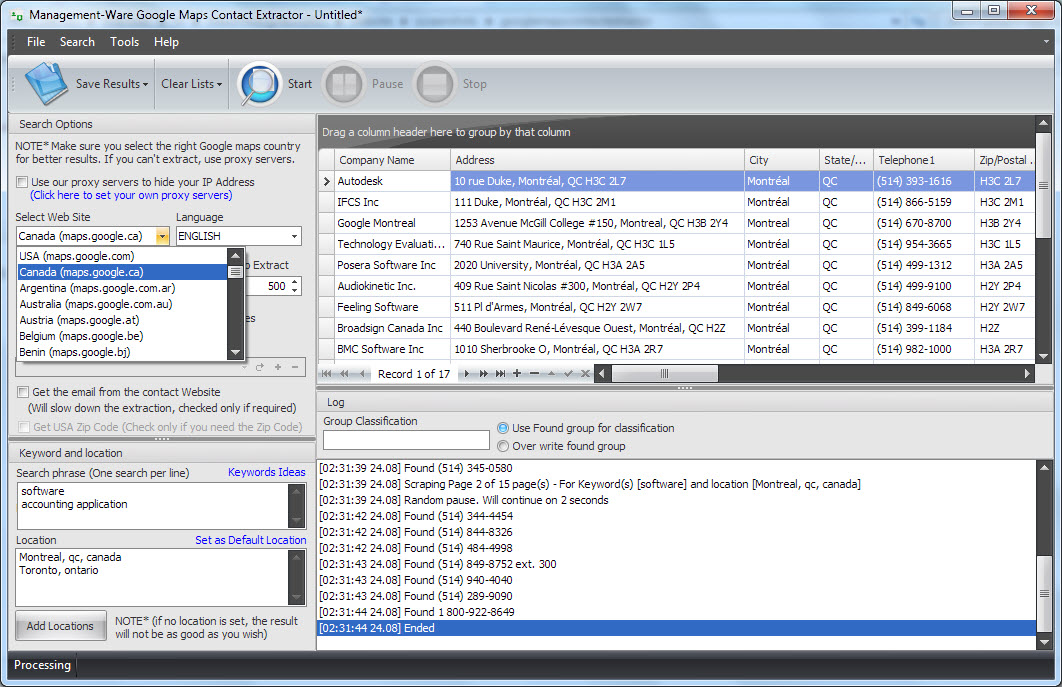 Website Scraping Software Screenshot