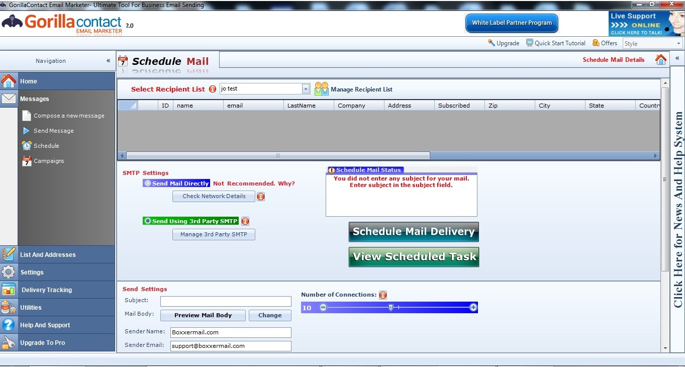 GorillaContact White Label Email Marketing Software, Bulk Mailer Software Screenshot
