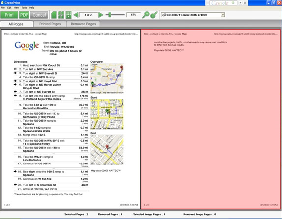 GreenPrint, Printing Software Screenshot
