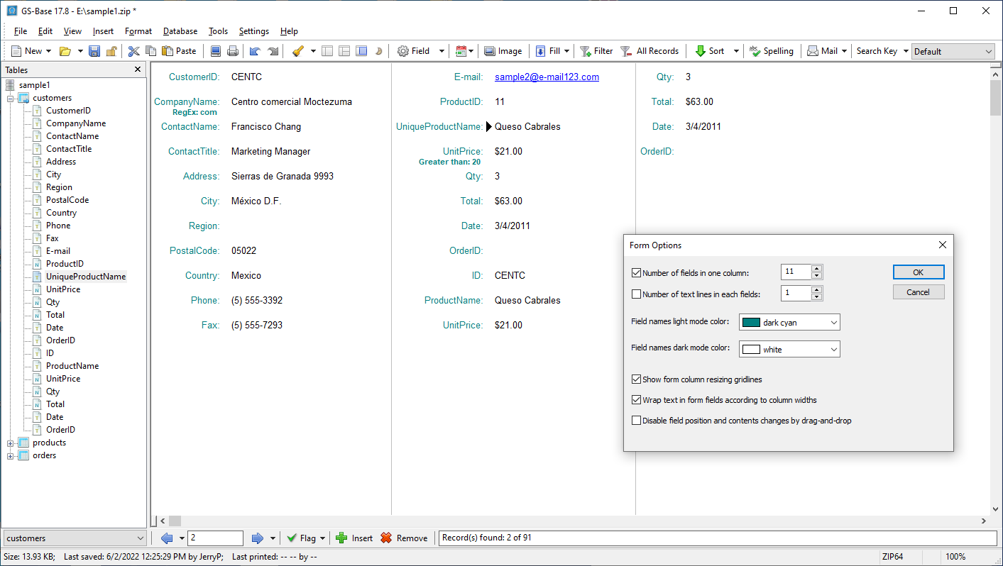 Database Management Software, GS-Base Screenshot