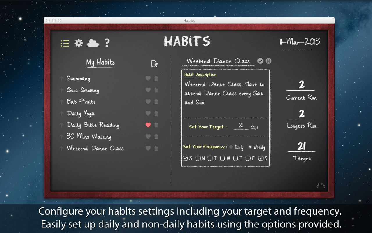 Habits, Lifestyle Software Screenshot