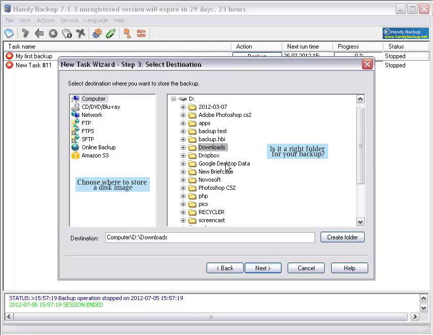 Security Software, Handy Backup Home Professional Screenshot