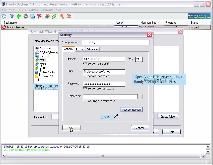 Handy Backup Home Professional, Backup and Restore Software Screenshot