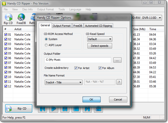 Handy CD Ripper, Audio Software Screenshot