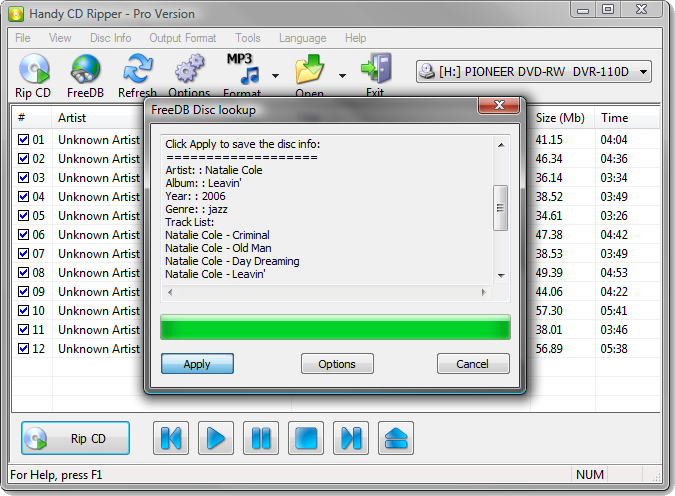 Handy CD Ripper, Recording Studio Software Screenshot