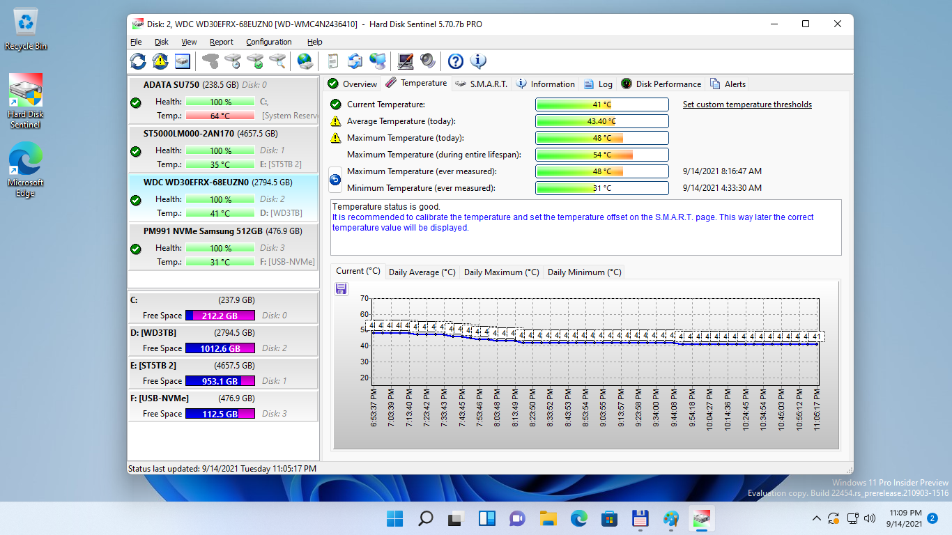 Hard Disk Sentinel Professional, Hard Drive Software Screenshot