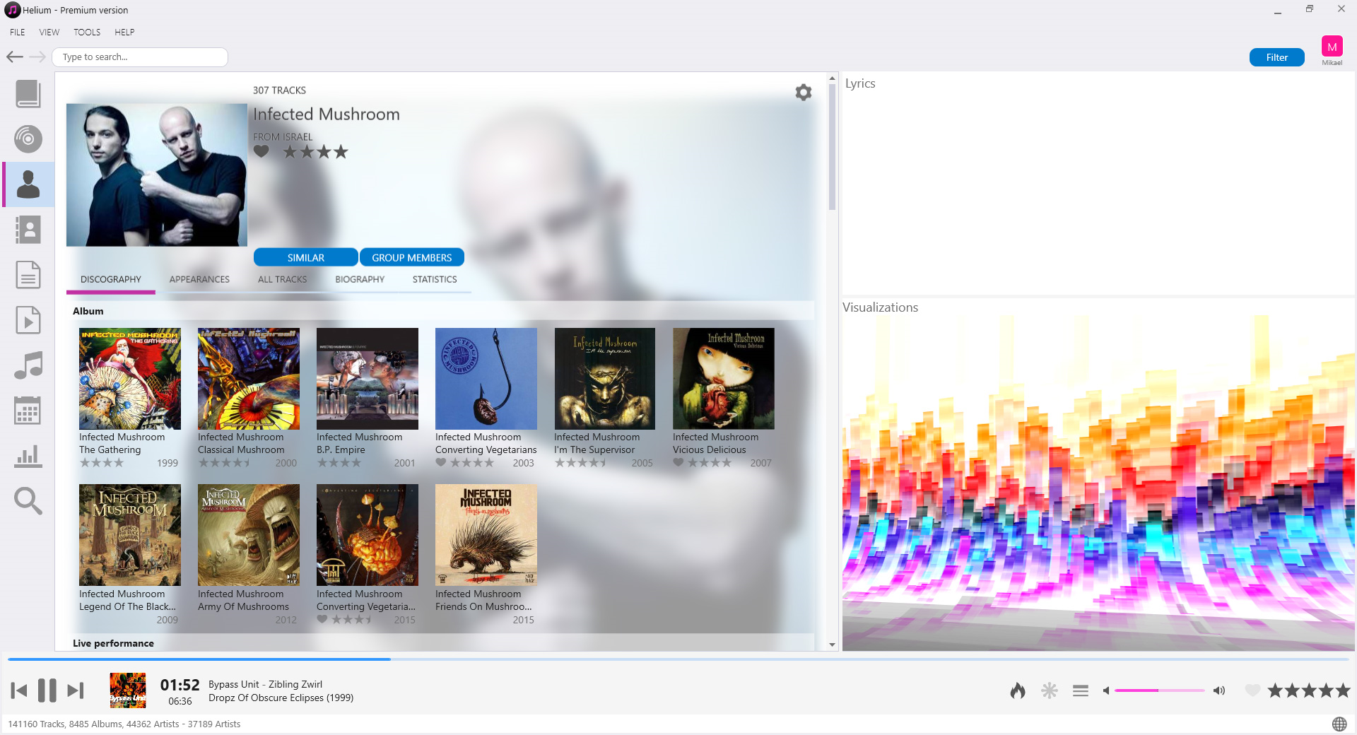 Helium Premium, Music Software Screenshot