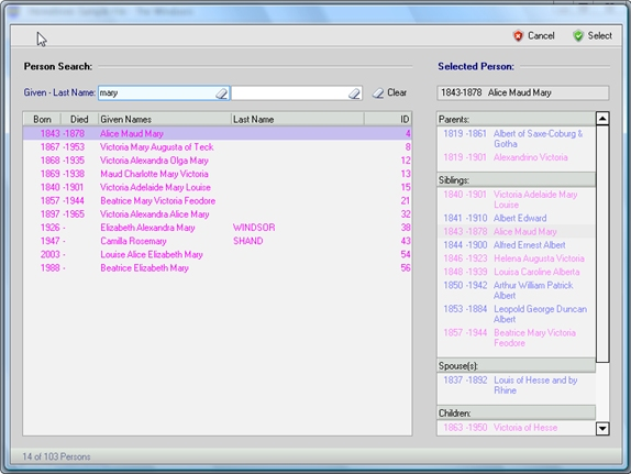 Hereditree, Organization Software Screenshot
