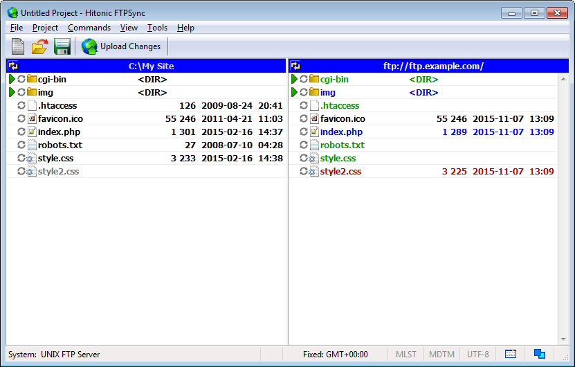 Hitonic FTPSync, Internet Software Screenshot