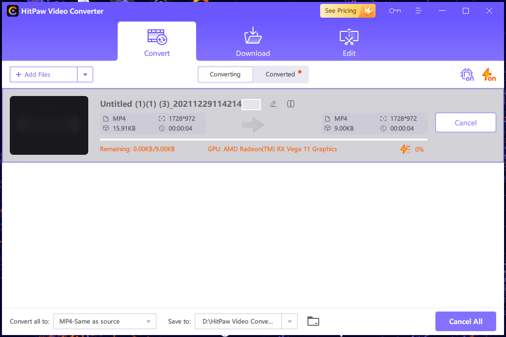 HitPaw Video Converter, Video Converter Software Screenshot