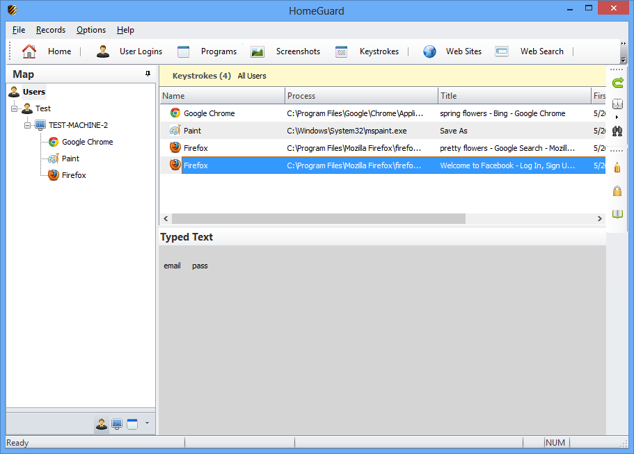 Access Restriction Software, HomeGuard Activity Monitor Screenshot