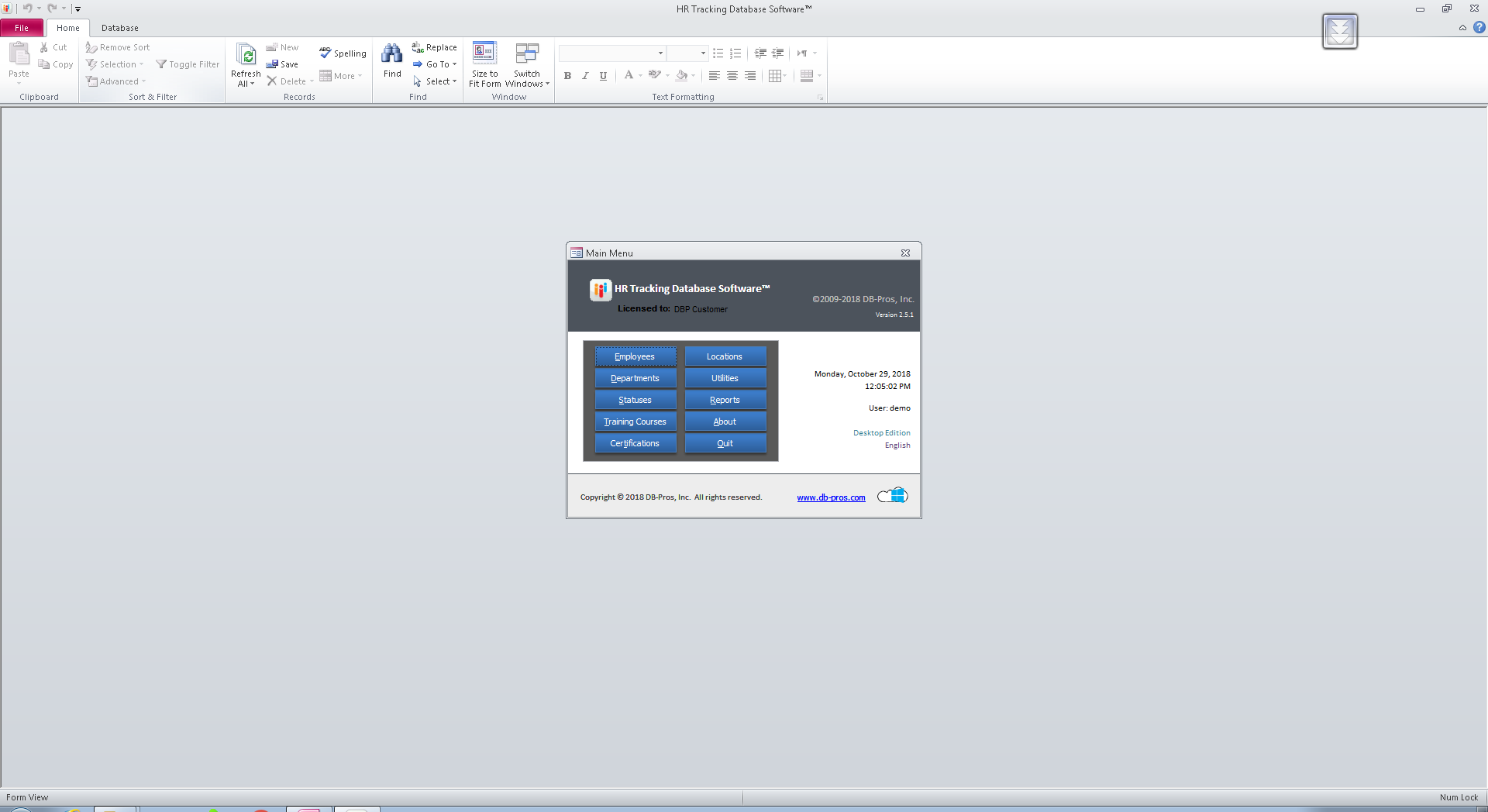 HR Tracking Database Software, Business Management Software Screenshot