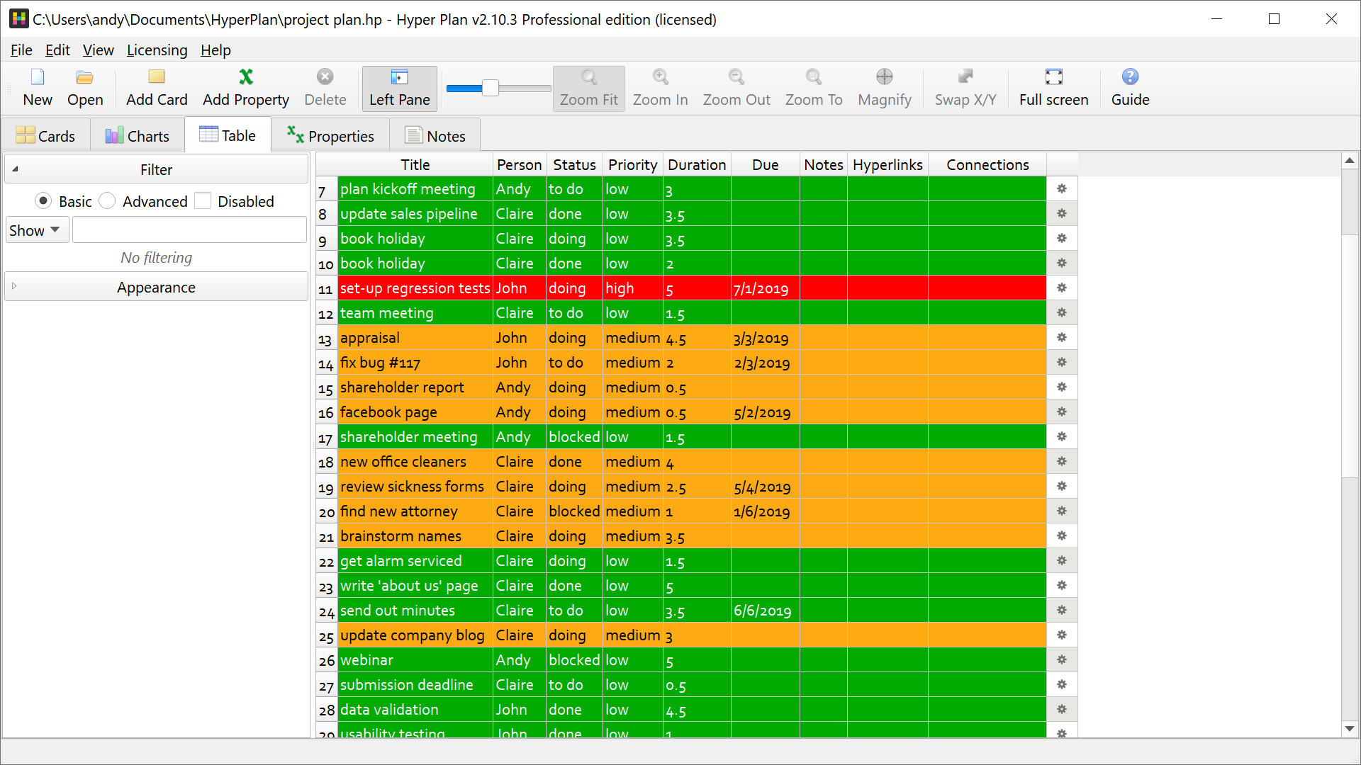 Hyper Plan, Productivity Software Screenshot