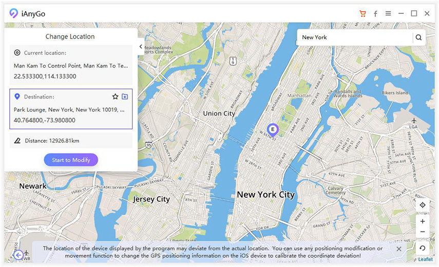 iAnyGo -  iOS Location Changer, Virtualization Software Screenshot