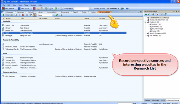 IdeaMason, Productivity Software Screenshot