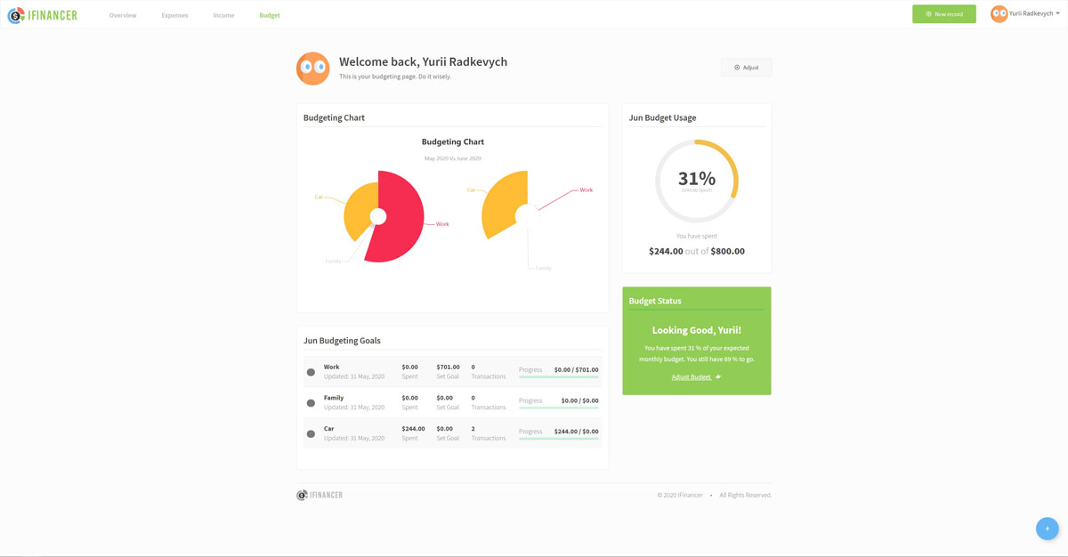 Finance Software, iFinancer Income & Expense Tracker Screenshot