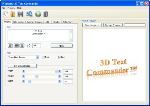 Insofta 3D Text Commander Screenshot