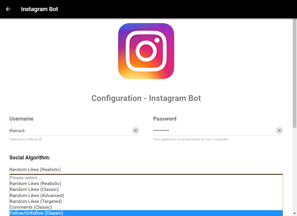 Instant Messaging Software, Instamod - Instagram Bot Screenshot