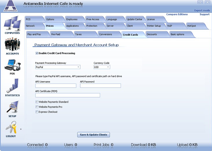 Internet Cafe Lite, Internet Software Screenshot