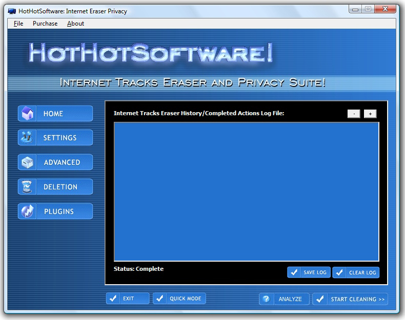 Internet cleaner eraser and tracks eraser history privacy Software Screenshot