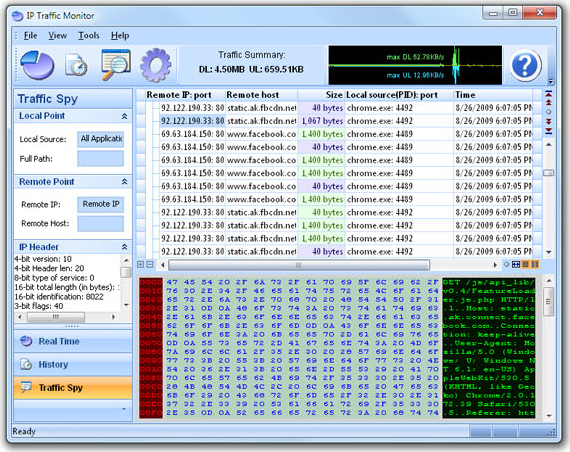Network Security Software, IP Traffic Monitor Screenshot
