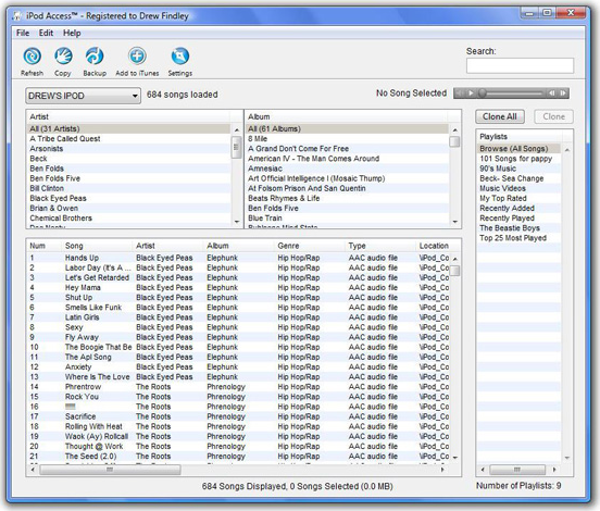 iPod Access Screenshot