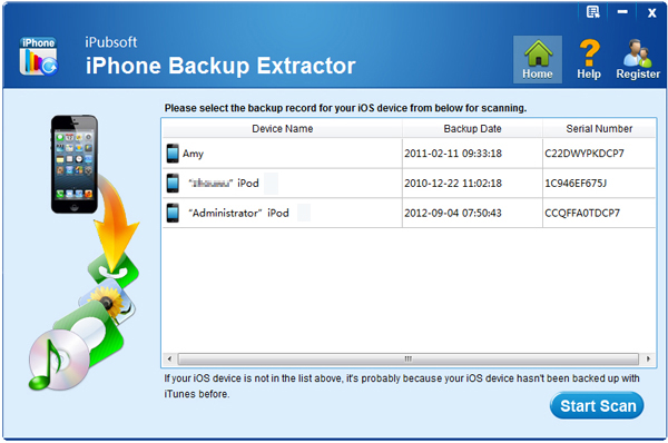 iPubsoft iPhone Backup Extractor Screenshot