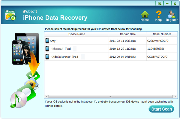 iPubsoft iPhone Data Recovery Screenshot