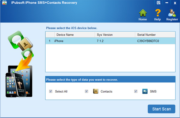 iPubsoft iPhone SMS+Contacts Recovery Screenshot