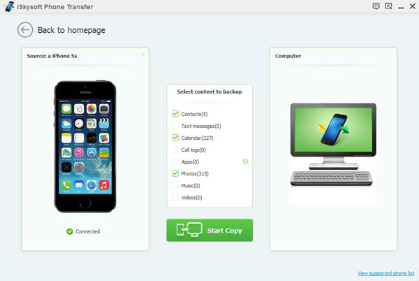 iSkysoft Phone Transfer, Audio Software Screenshot