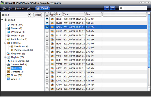 iStonsoft iPad/iPhone/iPod to Computer Transfer, File Management Software Screenshot