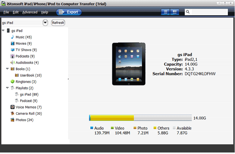 iStonsoft iPad/iPhone/iPod to Computer Transfer Screenshot