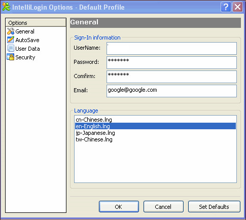 Security Software, JJSoft IntelliLogin Screenshot