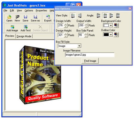 Just BoxShots, Design, Photo & Graphics Software Screenshot