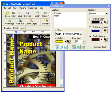 Just BoxShots, Boxshot Software Screenshot