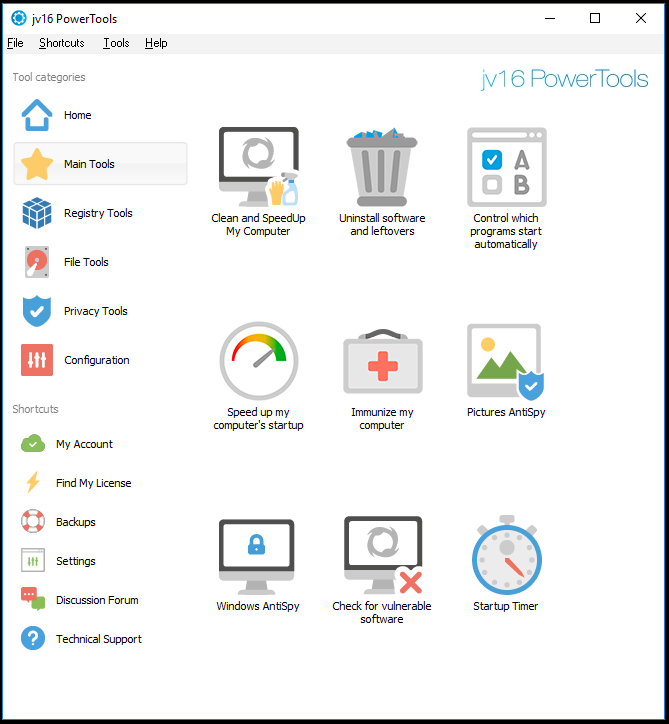jv16 PowerTools, Registry Cleaner Software Screenshot