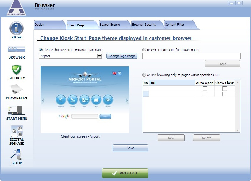 Kiosk Software, Access Restriction Software Screenshot