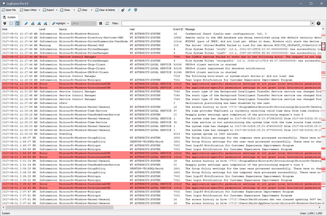 Software Utilities, LogFusion Screenshot