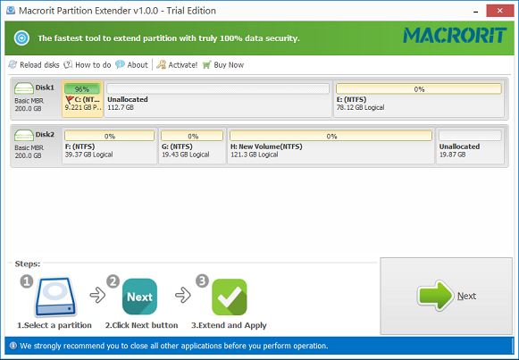 Macrorit Partition Extender Pro Screenshot